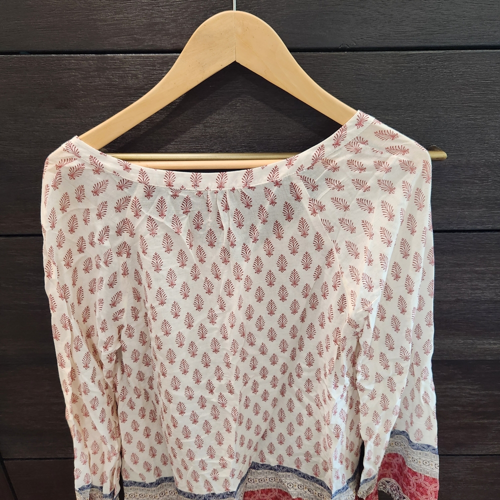 Sanctuary White Tie Front 3/4 Sleeve Tunic - Picture 2 of 2